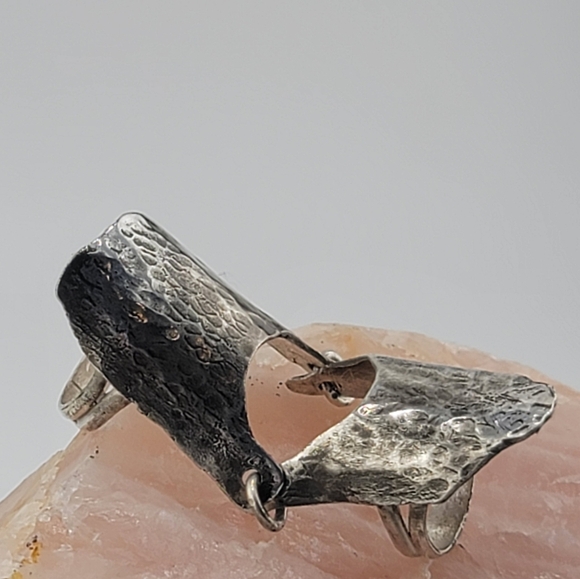 FINGER ARMOR HANDMADE IN STERLING SILVER METAL SIZE 8.5 & 6 - Picture 5 of 7